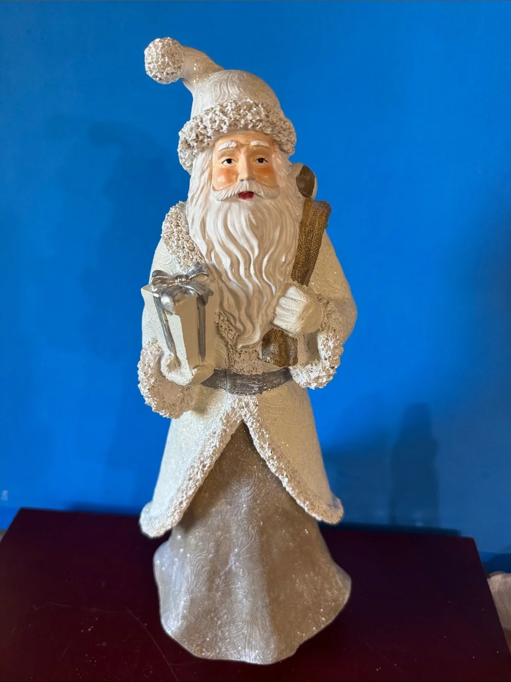 Festive Cream old world Santa Figurine Holiday Decoration